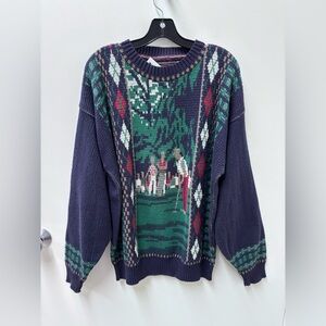 Vintage Crossings Golf Patterned Knit Sweater